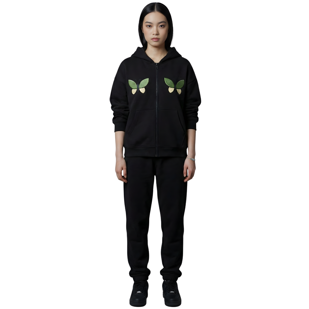 Black Zip Oversize Hoodie