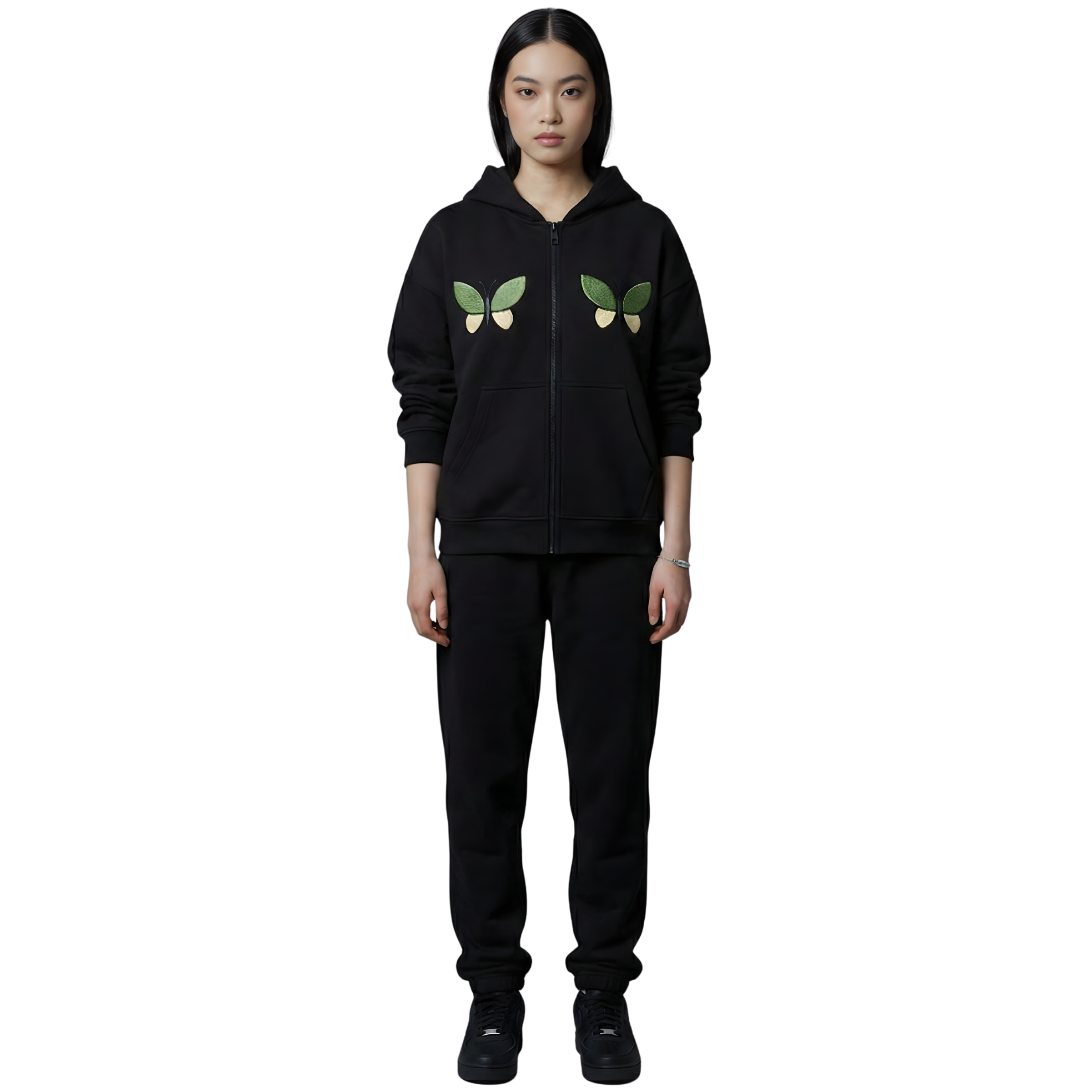 Black Zip Oversize Hoodie
