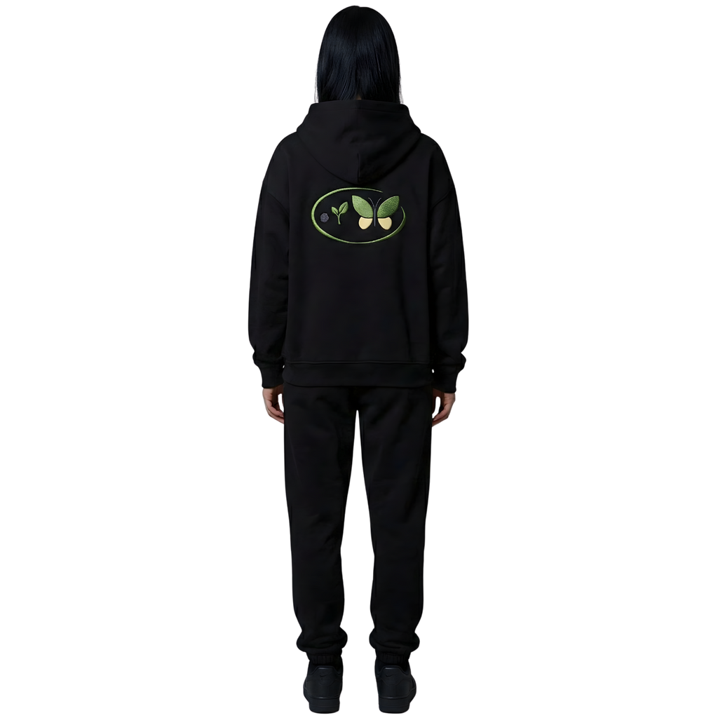 Black Zip Oversize Hoodie