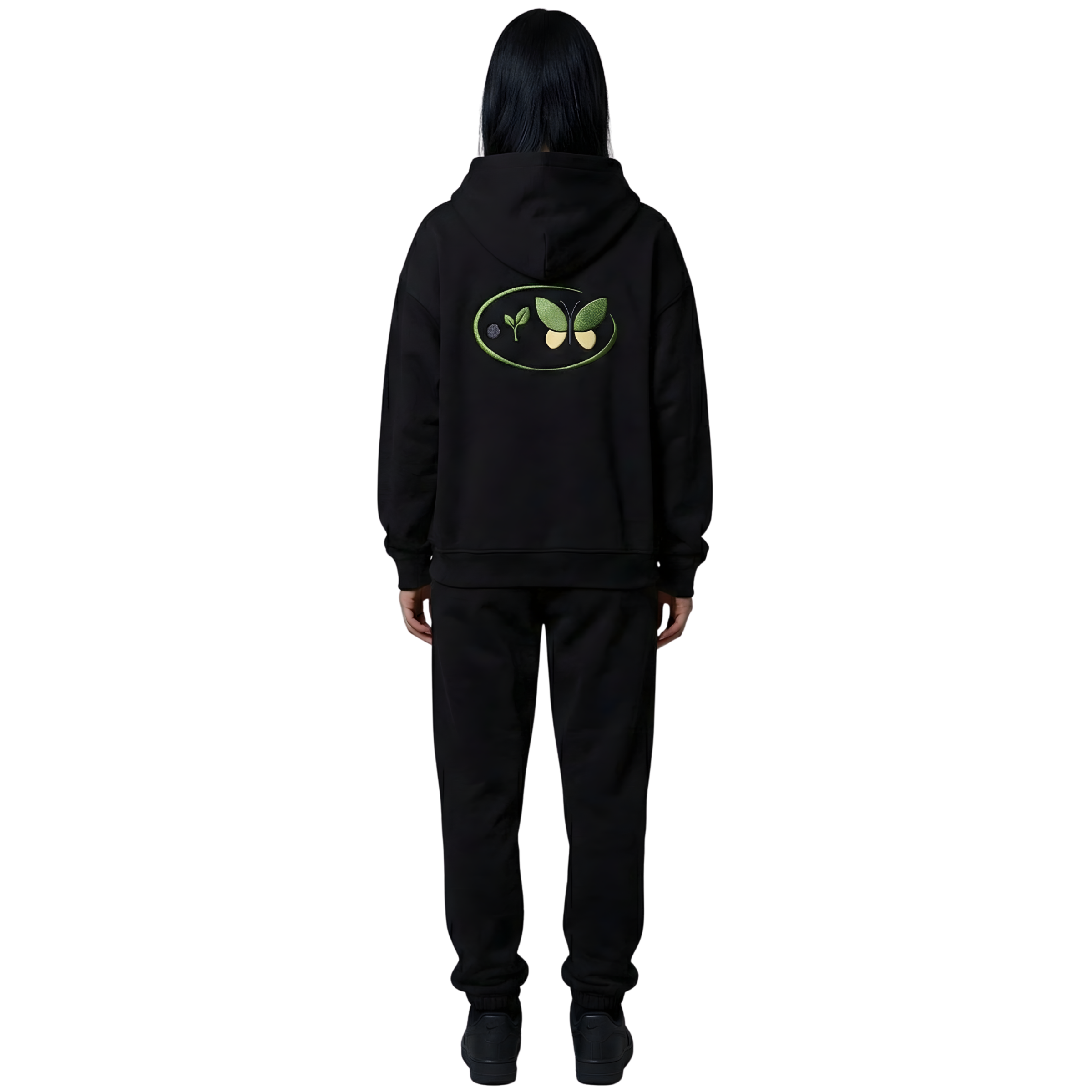 Black Zip Oversize Hoodie