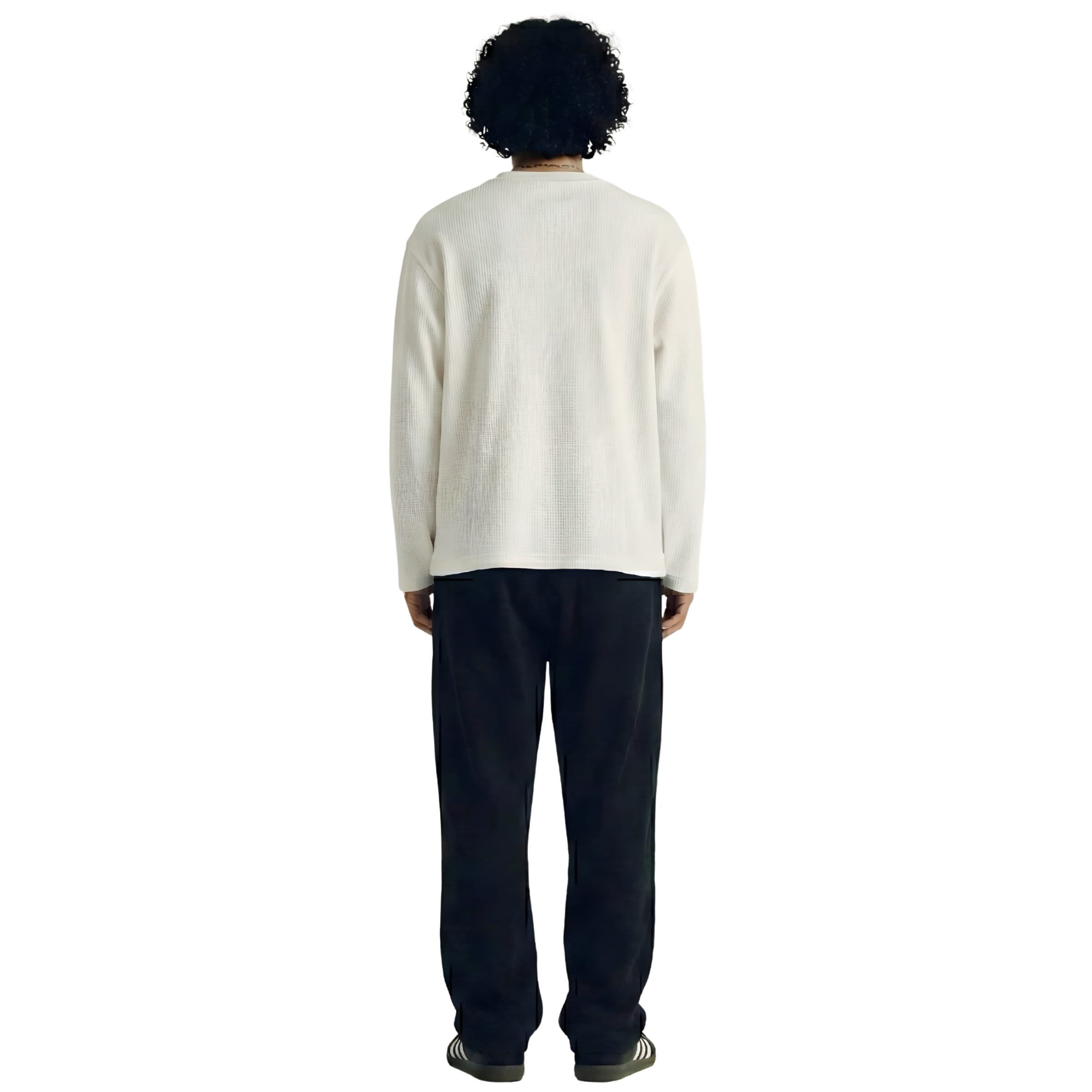 White Waffle Knit Sleeve Tee