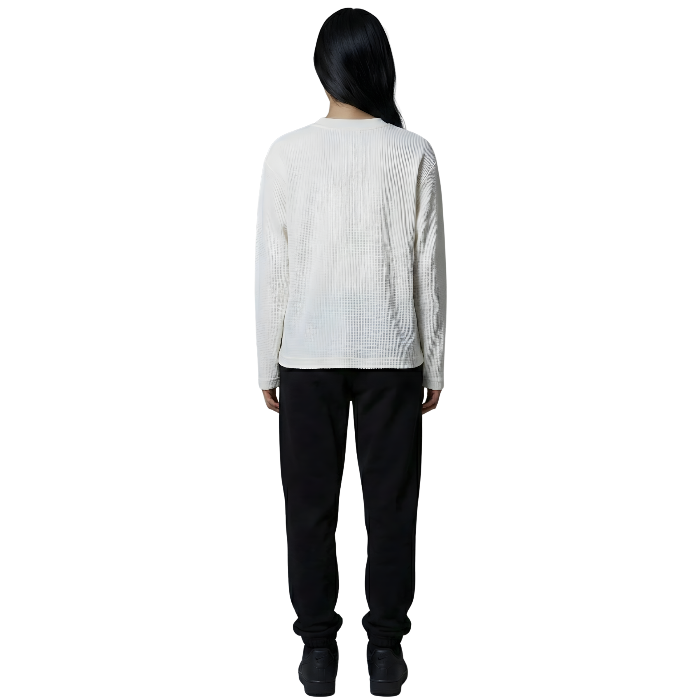 White Waffle Knit Sleeve Tee