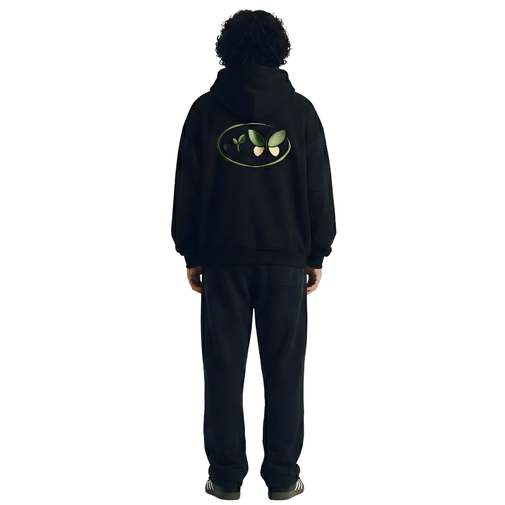 Black Zip Oversize Hoodie