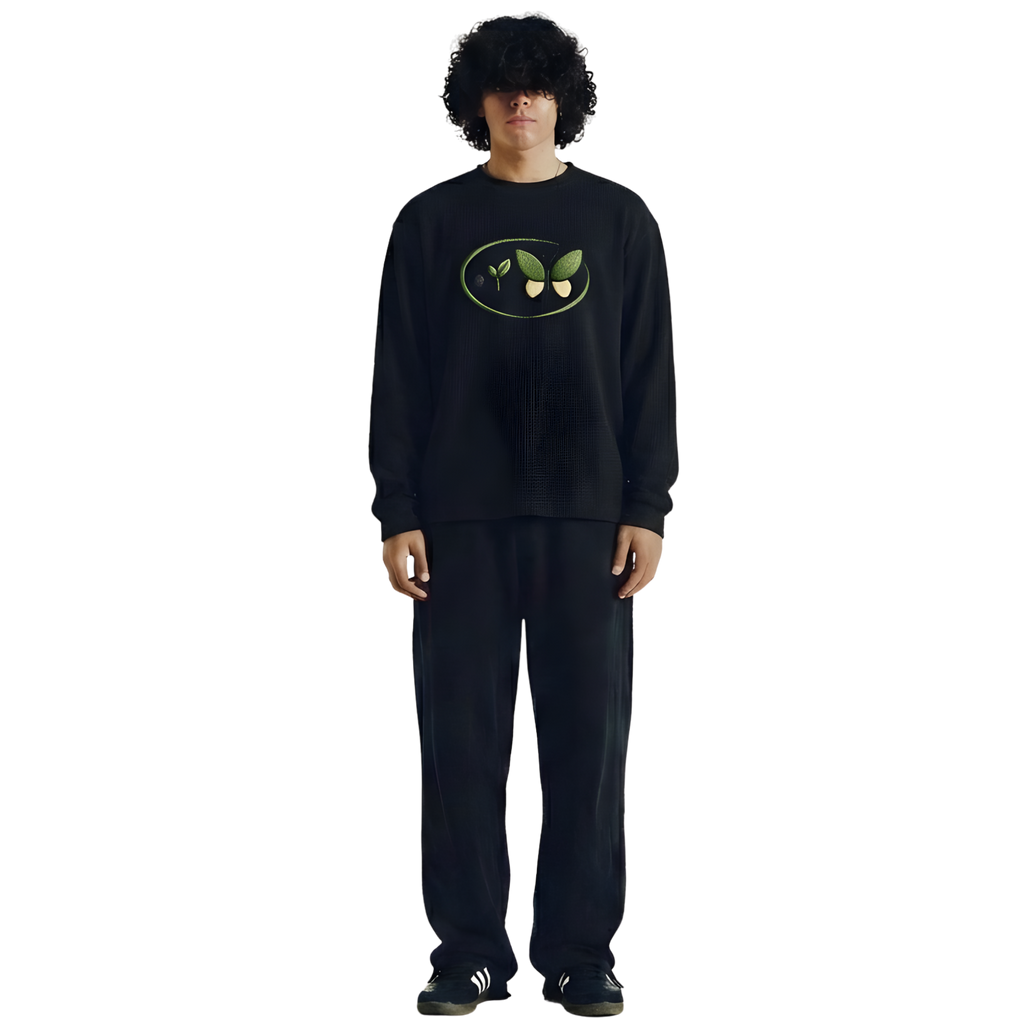 Life Cycle Waffle Black Oversized Tee