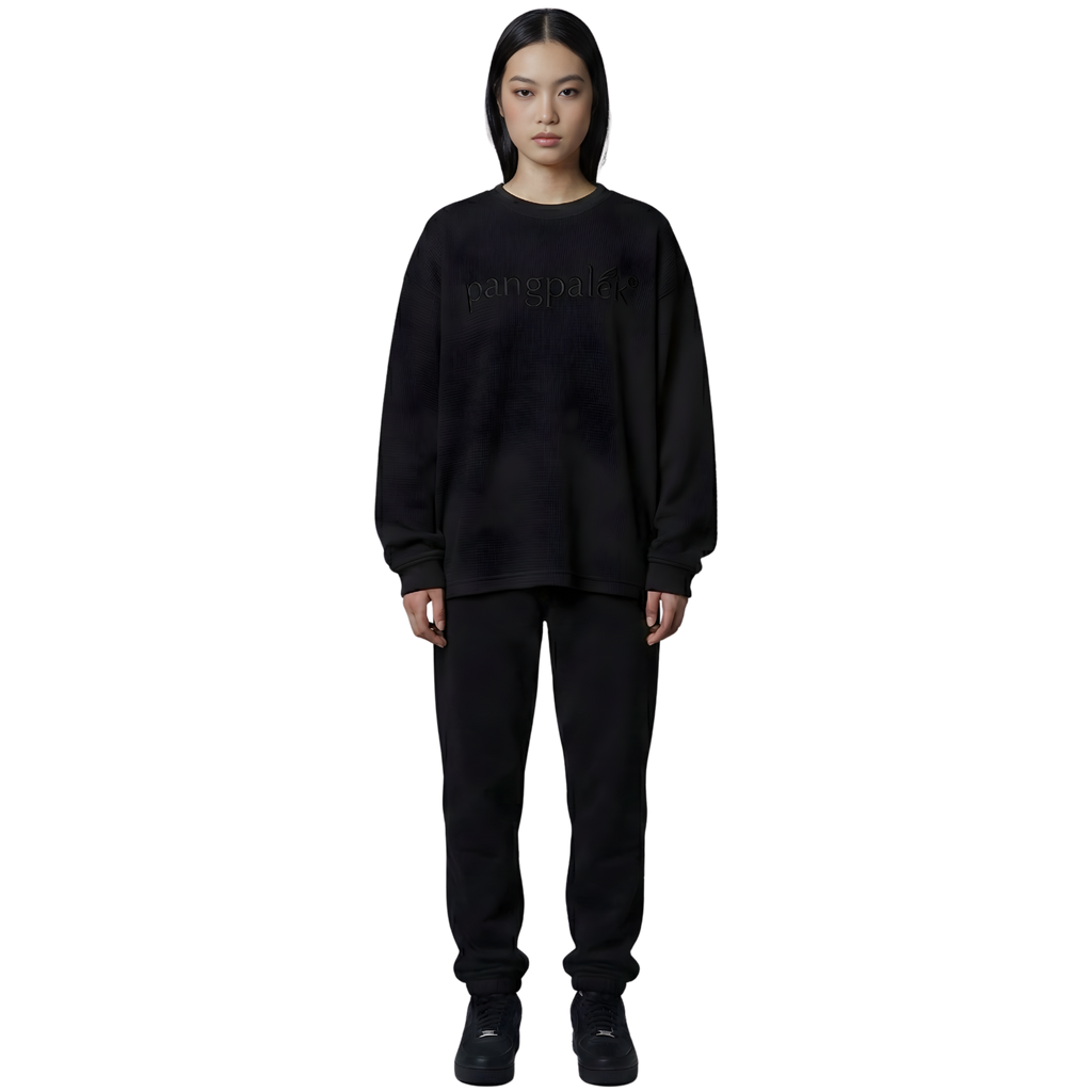 Black Waffle Knit Tee