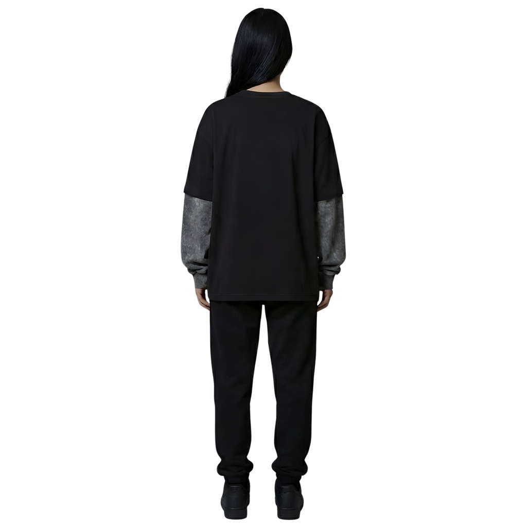 Acid wash Black Long Sleeve Tee