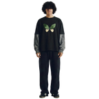 Acid wash Black Long Sleeve Tee