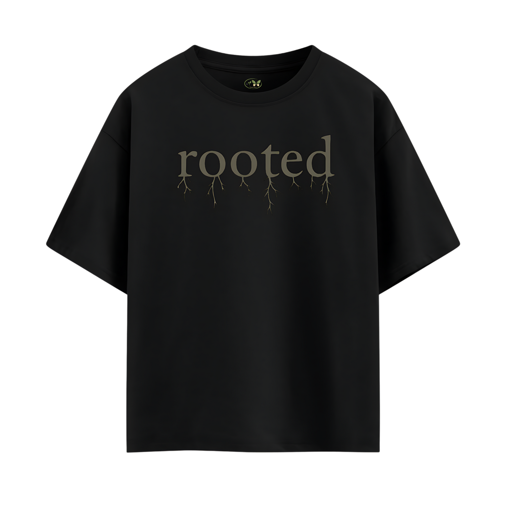 Rooted Black Oversized Tee