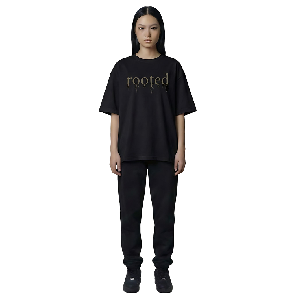 Rooted Black Oversized Tee