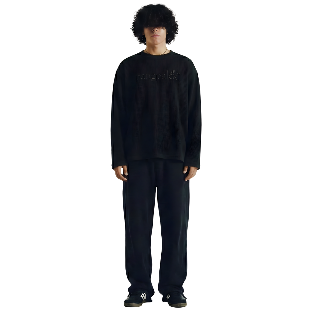 Black Waffle Knit Tee