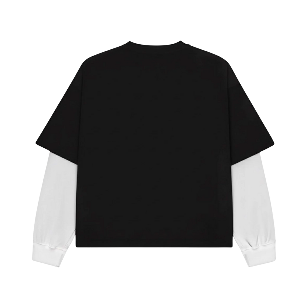 Black White-Sleeve Oversized Tee