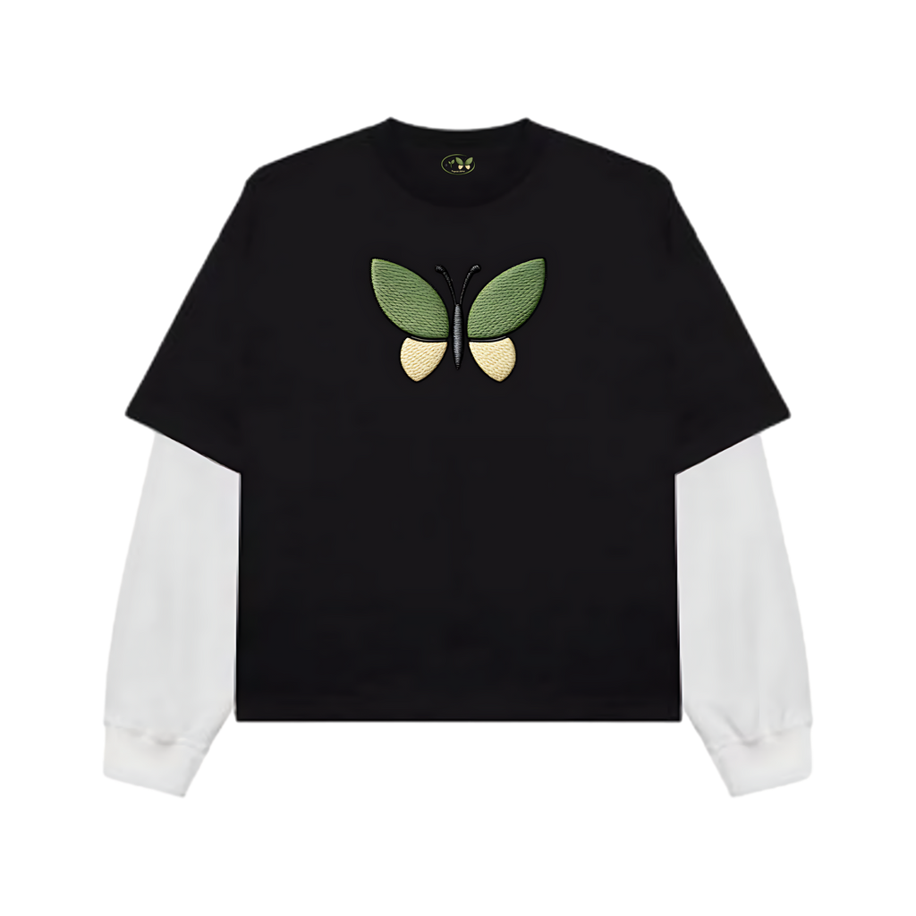 Black White-Sleeve Oversized Tee