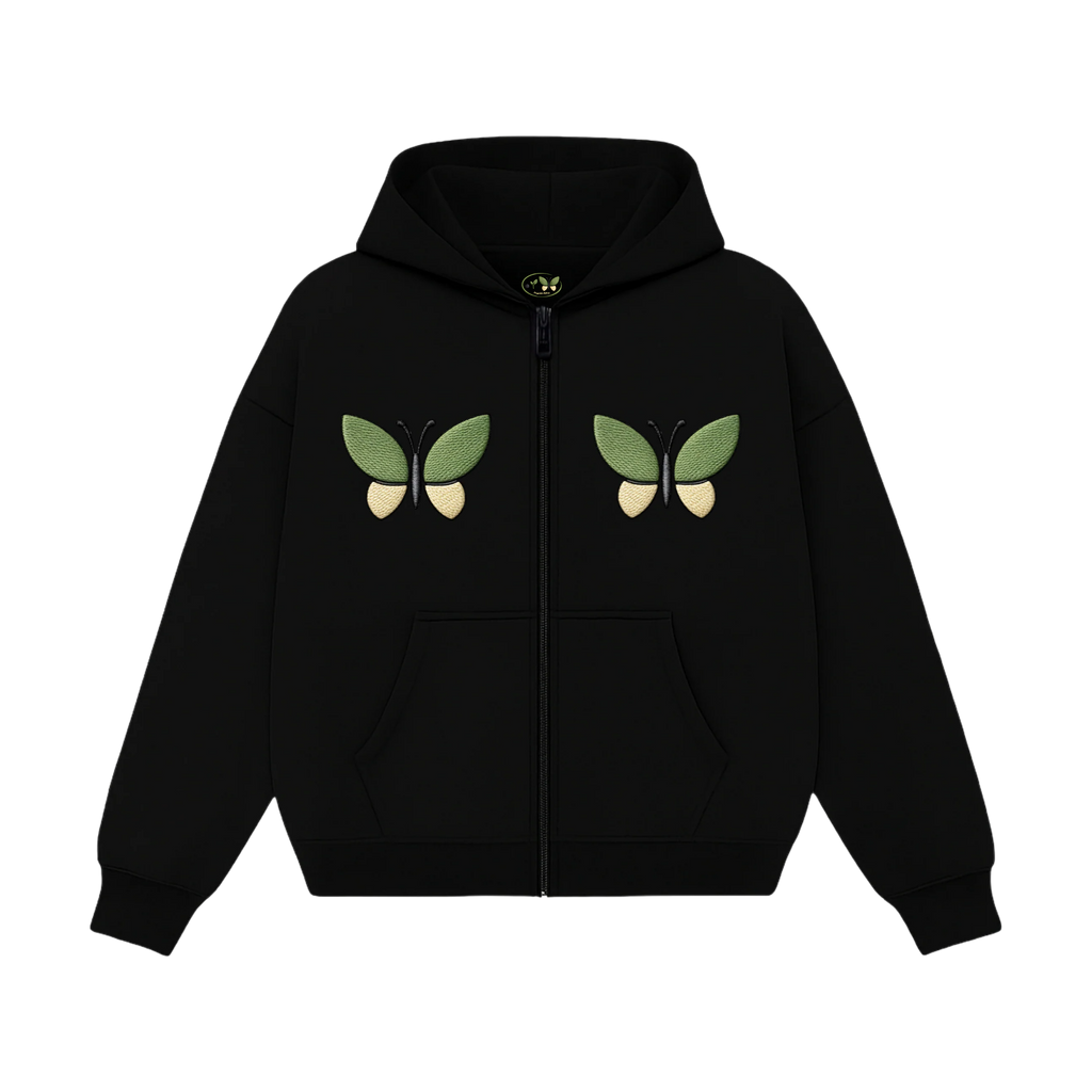 Black Zip Oversize Hoodie