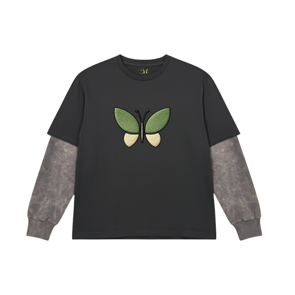 Acid wash Black Long Sleeve Tee