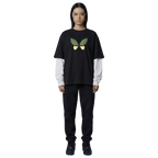 Black White-Sleeve Oversized Tee