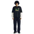 Black White-Sleeve Oversized Tee