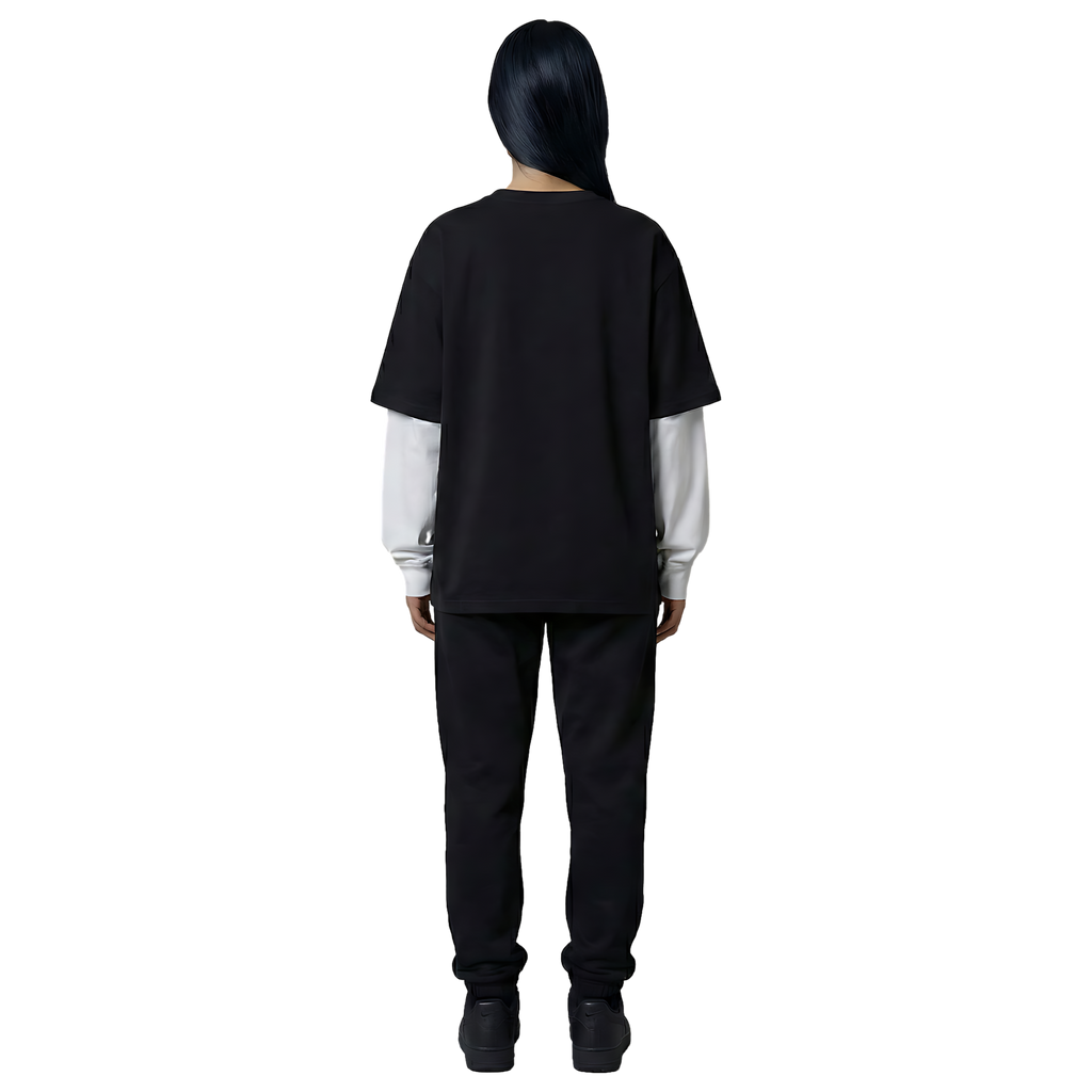 Black White-Sleeve Oversized Tee