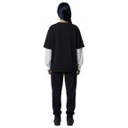 Black White-Sleeve Oversized Tee