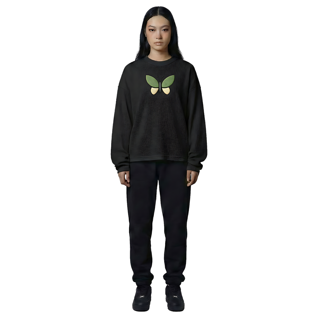 Black Waffle Knit Tee