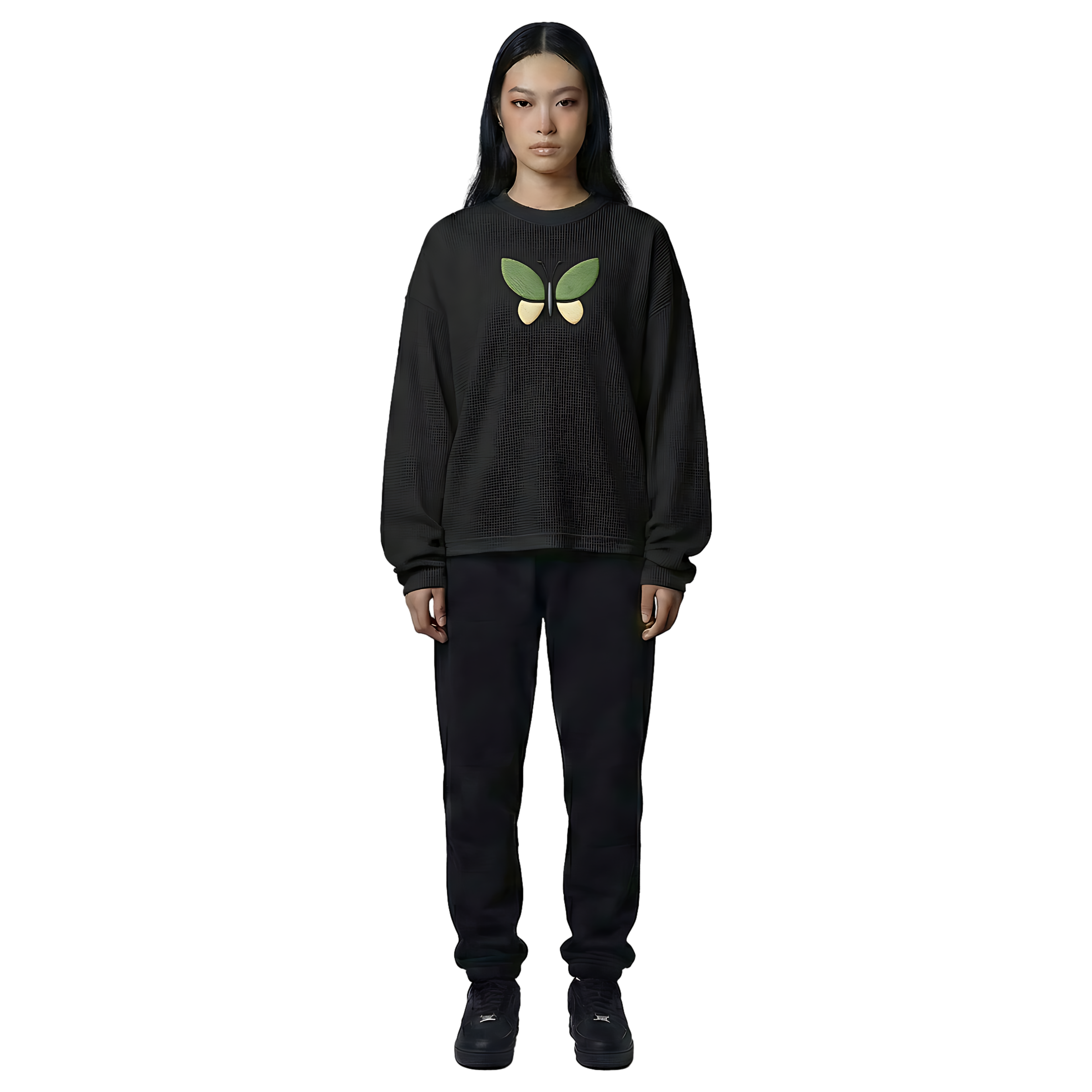 Black Waffle Knit Tee