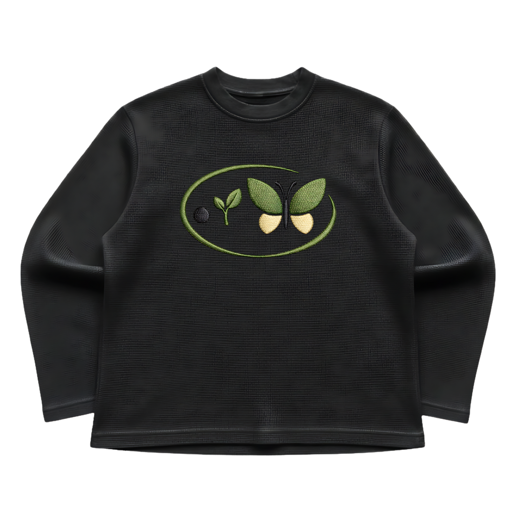 Life Cycle Waffle Black Oversized Tee