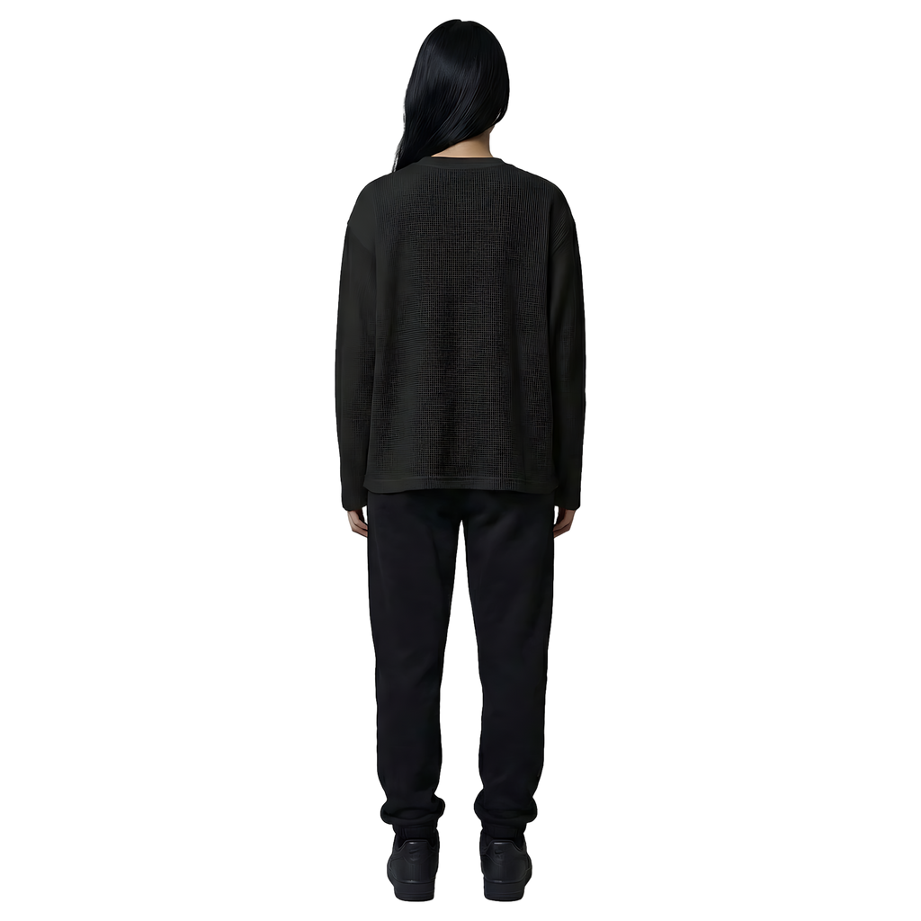 Black Waffle Knit Tee